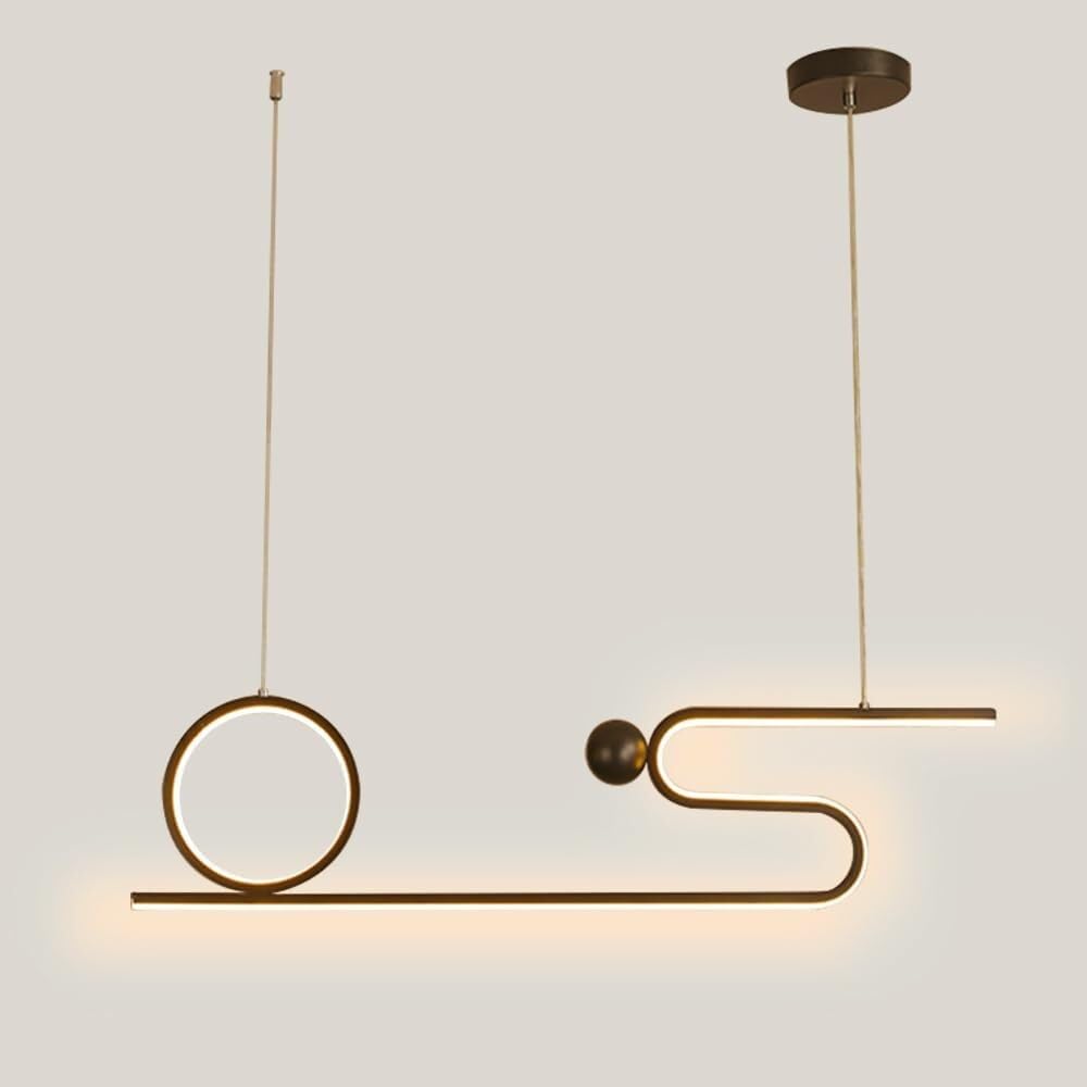 Vfdaswqq Black Lamp, Adjustable Height Chandelier Dining Room Bar Modern Metal Pendant(,3000K Warm Light)