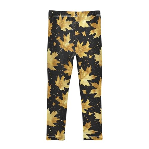 Girls Leggings Fall Golden Maple Leaves Toddler Girls Clothes Leggings for Girls Toddler Girls Leggings 3-4T2