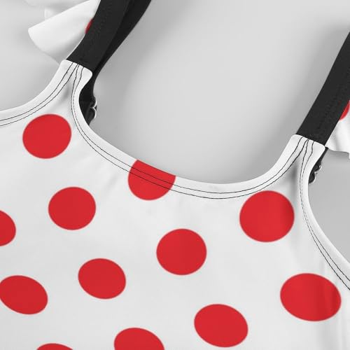 Image of Girls One Piece Swimsuit Polka Dots Ruffles Swimwear Bathing Suits 3-12 Years