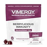 Vimergy NutriDense Berrylicious - Holunder-Extrakt + Zink zur Unterstützung des Immunsystems – kaubar, glutenfrei, ohne künstliche Süßstoffe, Nahrungsergänzung, 60 Stück (30 Portionen)