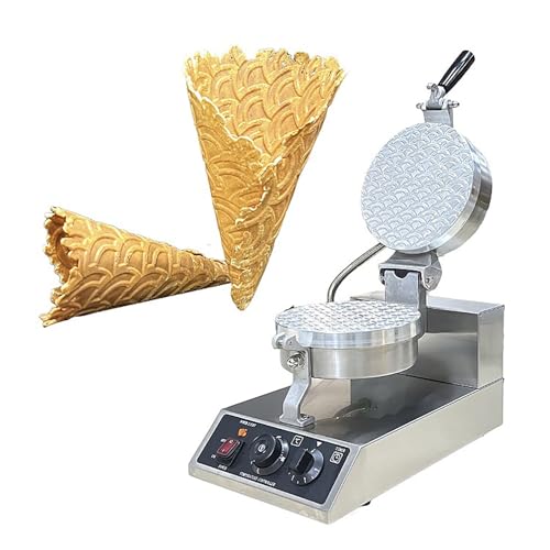 Ryanong Máquina eléctrica para hacer gofres con temporizador y termostato, revestimiento antiadherente para rollos de huevo crujientes y conos de helado, ideal para restaurantes, tiendas de postres y