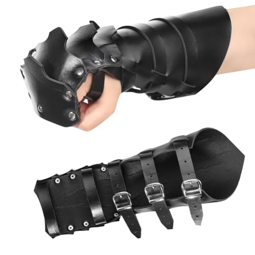 Medieval Renaissance Arm Gauntlet Faux Leather Buckled Knight Arm Cuff Armor Adult for LARP...
