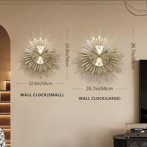 27" Gold Mid Century Modern Wall Clock,Battery Operated Decorative Decorative Metal Wall Clock for Living Room/Bedroom/Office/Bathroom Wall Art&Clocks - Image 3
