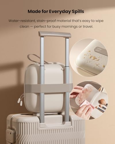AMIRO M3 Cube Makeup Bag with Lighted Mirror, Stepless Brightness & 3 Color Modes, MagSafe Magnetic Mirror, Portable Travel Organizer with 1100lux Lighting, 4.5L Storage, Waterproof, 10 inches, White - Image 8