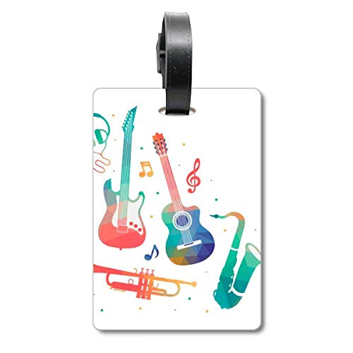 Étiquette de valise motif instruments vert pour identification de voyage