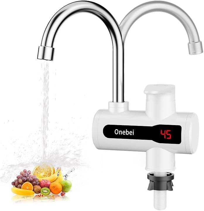 Instant Hot Water Tap, Electric Tap UK Plug, 220V 3000W Electric Hot and Cold Mixer Water Faucet with LED Digital Display for Kitchen Bathroom