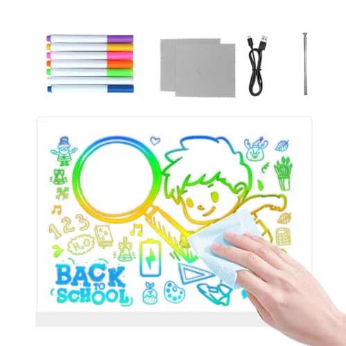Tablero de escritura LED con 7 colores y panel de borrado en seco para anuncios de oficina