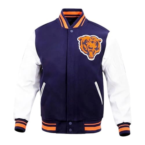 VearFit Classic Navy Blue Varsity Jacket Animal Bear Letterman Jacket - Men Fan Bomber Jacket