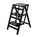 Scaletta Pieghevole a 3 gradini Sgabello da Interno in Legno per Adulti Sedia Sgabello Sgabello da Cucina Sgabelli a Forma di Fiore Scaffale/Panca per Scarpe/Scaffale per riporre-Nero