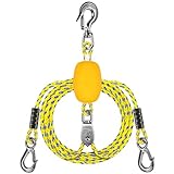 Dolibest 16ft Boat Tow Harness Boat Tow Ropes with Float, Easy Connection w/ 3 Large Stainless Steel Hooks and Pully for Tow 1-4 Rider Towable Tube