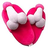 Karwuiio Unisex Adult Funny Slippers Novelty Gag Gift Sexy Indoor Flat Shoes Anti Slip Winter Furry Slippers for Women Men(Style-2,One Size)