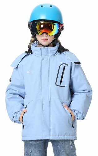 Image of Kid's Ski Jacket Waterproof Winter Coat Boy's and Girl's Fleece Snowboarding Jackets with Detachable Hood
