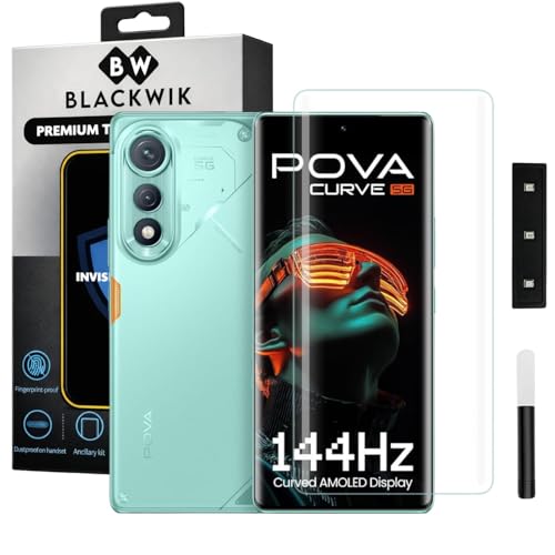Image of Blackwik Premium UV Tempered Glass For Tecno Pova Curve 5G Cellphone (Transparent, Pack Of 1) Advanced Border-Less Full Screen Coverage UV Screen Protector Guard With Installation Kit