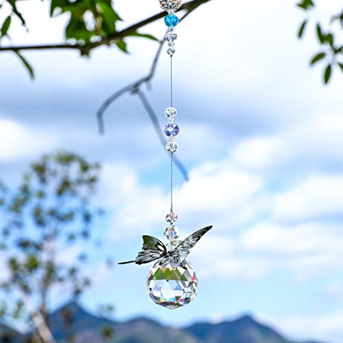 Weisipu 796AM3@#USS Crystal Hanging Decorations - Hanging Ornament Crystals Butterfly Suncatchers With Clear Crystal Ball For Home, Office, Garden Decoration thumb #1