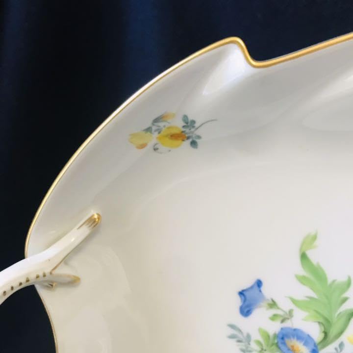 マイセンベーシックフラワー3つ花リーフディッシュケシの花-絹女