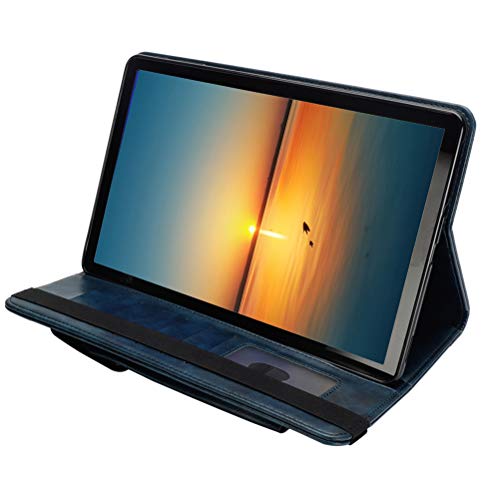 Uonlytech PC Tablet Cover, Multifunction PU Leather Tablet Case Cover with Double-layer Card Slots and Pen Holder for 10.5 Inch Tablet SM-TABS4 T830 (Blue)