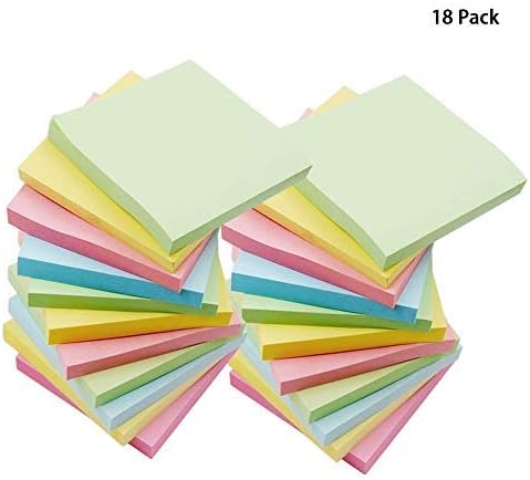 Sticky Notes, Umikk 18 Pads Self-Stick Notes, 100 Sheets/Pad, 3x3 Inch,Including 4 Candy Colors, Easy to Post for Home, Office, Notebook