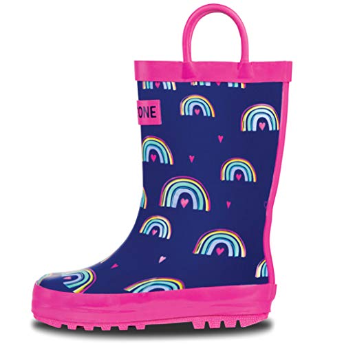 Rain boots with rainbows on them