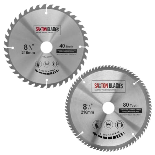 TCT216MXA 2x Saxton TCT Circular Wood Saw Blade 216mm Pack A for Bosch Makita Dewalt