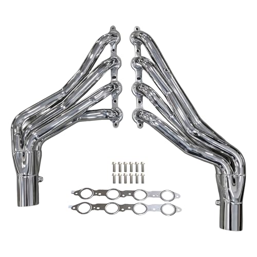 Certified Automotive Experts LS Swap Long Tube Headers Polished 304 Stainless Steel for 19601987 Chevy GMC C10 K10 Trucks and 19881991 Square Body 2WD 4WD Includes MLS Gaskets 12pc Header Bolt Kit