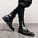 Men's High Top Oxford Boots Black Leather Business Formal Ankle Boots Fashionable Pointed Casual Uniform Work Conference Leather Shoes 12.5