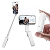 yAyusi Extendable Mini Selfie Stick for iPhone, Pocket Size Portable Selfie Stick with Remote, Compact Phone Selfie Sticks with Phone Holder for Content Creation/Vlog/Video Record/Live Stream (White)