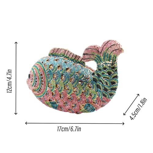 Image of Women Mini Fish Clutch Luxury Rhinestones Purse Sparkling Banquet Handbag Wedding Party Clutch Bag