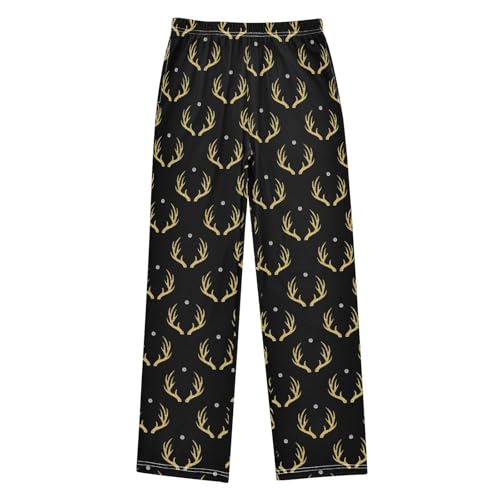 Golden Moose Head Boys Long Pants Soft Trousers Elastic Waist Kids Lounge Bottoms with Pockets S-XL