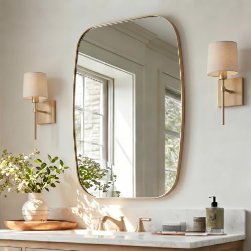 ANDY STAR 24X32 Inch Brushed Champagne Bronze Oblong Bathroom Mirror