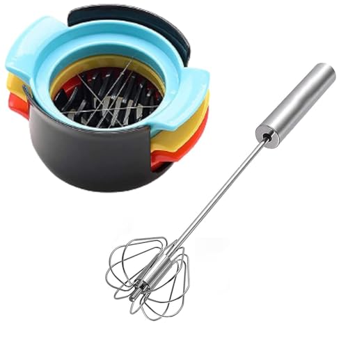 Image of YANCI 3 in 1 Stainless Steel Egg Slicer, Boiled Egg Slicer, Fruit Slicer & Egg Whisker Combo Set