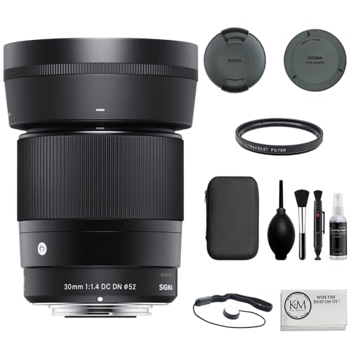 Image of Sigma 30mm f /1.4 Contemporary DC DN Lens for Sony E Mount Bundled with UV Filter + Photo Starter Kit + Cleaning Cloth (4 Items)