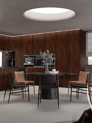 Image of VOOY Self-Adhesive Kitchen Wallpaper, PVC 3D Wall Sticker Oil Proof & Waterproof, Kitchen Backsplash White Stickers Wallpaper (60cm x 200cm) (Dark Wooden)