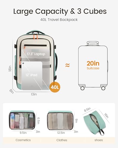 Image of LOVEVOOK 40L Travel Backpack for Women Men, Carry on Backpack for Airplanes