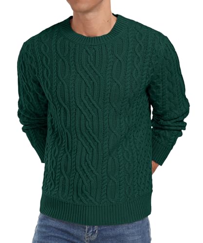 Askdeer Men's Cable Knit Pullover Sweater Long Sleeve Crew Neck Knit Sweater Soft Casual Sweaters with Ribbing Edge2