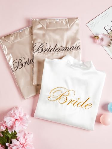 Geyoga 7 Pcs Bridesmaids Satin Robes Silky Bride Kimono Bathrobe Sleepwear for Wedding4