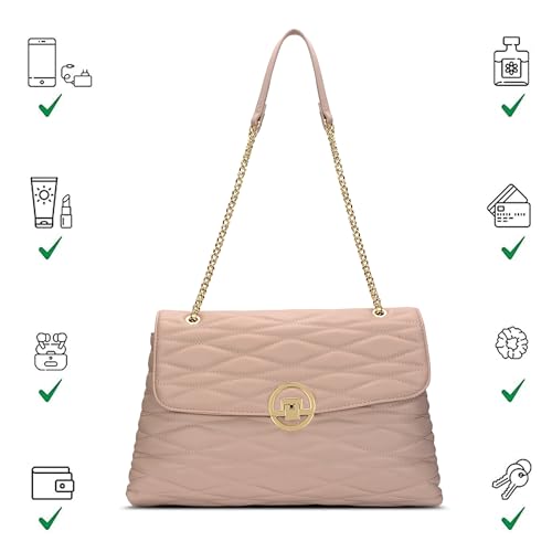 Image of Lavie Luxe Women's Monogram Wella 3-Compartment Satchel Handbag | Satchel Bag for Work | Ladies purse | Stylish Shoulder Bag | Gift For Women