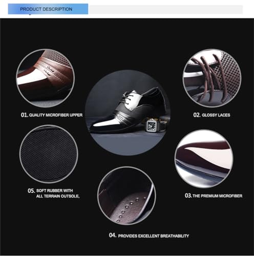 Men Fashion Dress Business Shoes Pointed Toe Patent Leather Lace Up Oxford3