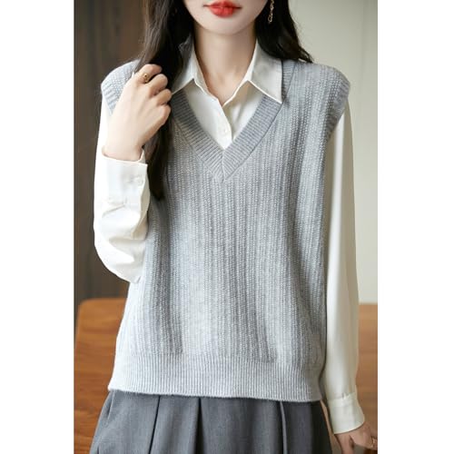 Image of Blostirno Women's Sweater Vest V Neck Sleeveless Solid Trendy Ribbed Knit Pullover Sweaters Crochet Flower Tank Tops