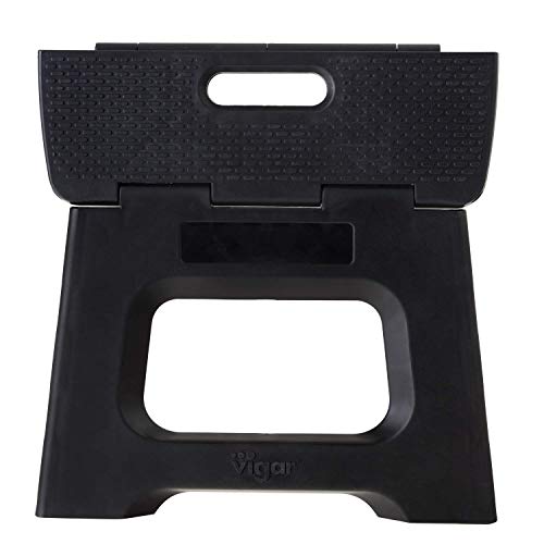 Vigar Compact Foldable Stool, 9 Inches, Lightweight, 330-Pound Capacity Non-Slip Folding Step Stool, Black #TOP2