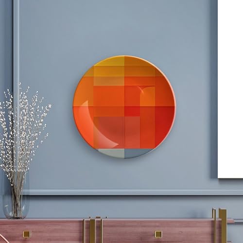 Plato decorativo abstracto blanco y naranja de cerámica miniatura 5