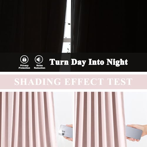 Image of Vision Home Soft Pink Pinch Pleated Full Blackout Curtains Linen Blended Room Darkening Curtain Panels 90 inch for Living Room Bedroom Thermal Insulated Pinch Pleat Drapes with Hooks 40 inch Wx90 Lx2