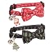PTDECOR Christmas Cat Collars with Bow Tie Bell, 2 Pack Breakaway Kitten Collar with Removable Bowtie Christmas Tree Hoho Collar for Cats Kittens