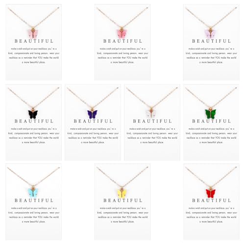 LIQWEI 10 Stück Schmetterling Anhänger Halskette, Bohemiankette...