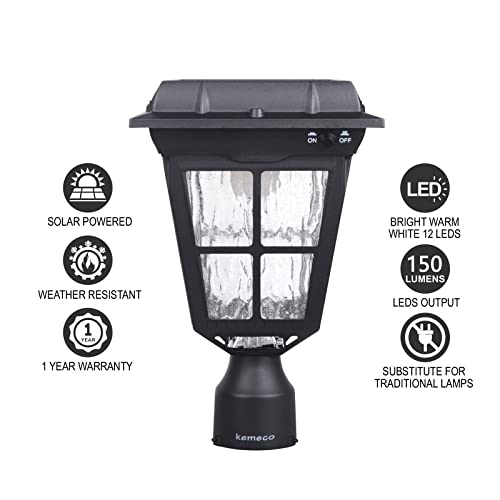 Kemeco ST4310Q-A Post Solar Light Bright 150 Lumens Warm White LED Outdoor Cast Aluminum Cap Patio Lighting for Pillar Pole Pathway Driveway Garden Landscape Yard - Image 3
