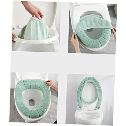Healeved 2Pcs Toilettensitzkissen Toilettenabdeckungen Toilettenkissen Sitzkissen Dehnbar Wärmer Toilettensitzbezug Toilettenmatte Toilettendeckel Universal Grün Lipgloss – Bild 6
