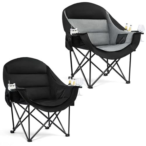 Image of Oversized Camping Chair for Adults 2 Pack - Heavy Duty Outdoor Padded Chair
