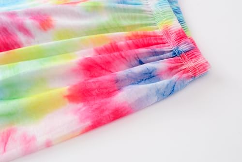 Image of Tie Dye Mermaid Sloth Christmas Halloween Pajamas for Girls Long Sleeve and Pants Nighty PJS 2-piece Set Size 6-16