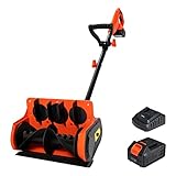 Voltask Cordless Snow Shovel, 18V（Same as 20v） | 11-Inch | 4.0 Ah Cordless Snow Blower, Battery Snow Blower with Adjustable Front Handle & Rotating Chute (4.0 Ah Battery & Quick Charger Included)