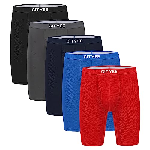 Men's Breathable Mesh Tagless Athletic Work Underwear Boxer Briefs, Pack of 5