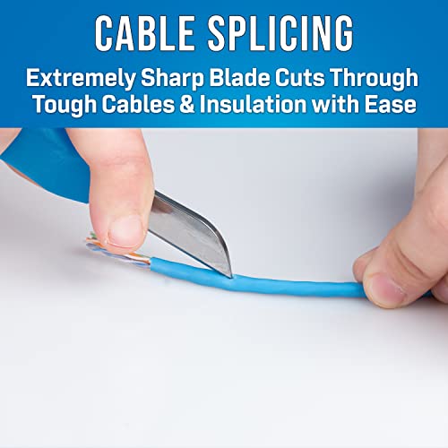 Image of Jonard KN-7 Ergonomic Cable Splicing Knife with Thermoplastic Rubber Handle, Blue, 6-1 /4 inch Length (Pack of 2)